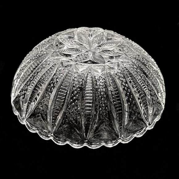 Antique c.1900 Zippered Finecut EAPG Berry Bowl Clear Pressed Glass Fine Cut - Picture 3 of 6